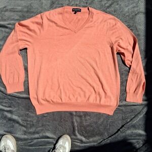 Brooks Brothers Supima cotton sweater XXL salmon super soft V-neck golf preppy